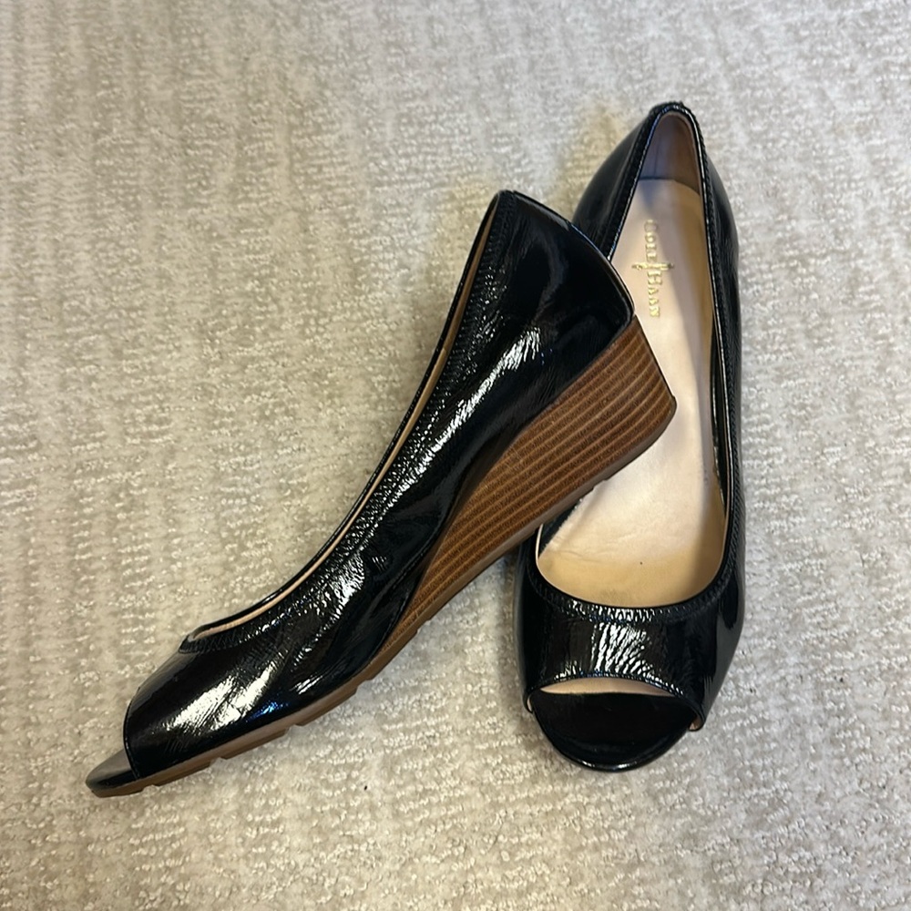 Cole Haan Black Patent Leather Wedges